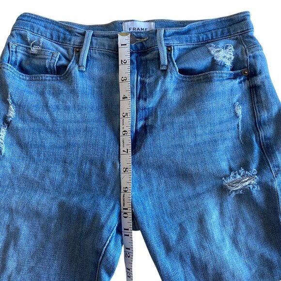 Frame Le Beau Crop Raw Hem Loose Fit Jeans Walden‎ Rock Wash Size 24 - Picture 12 of 13
